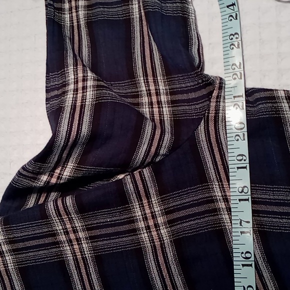 Anthropologie En Crème Fringed Open Cardigan Long Roll Tab Sleeve Med Navy/Cream - Picture 9 of 11